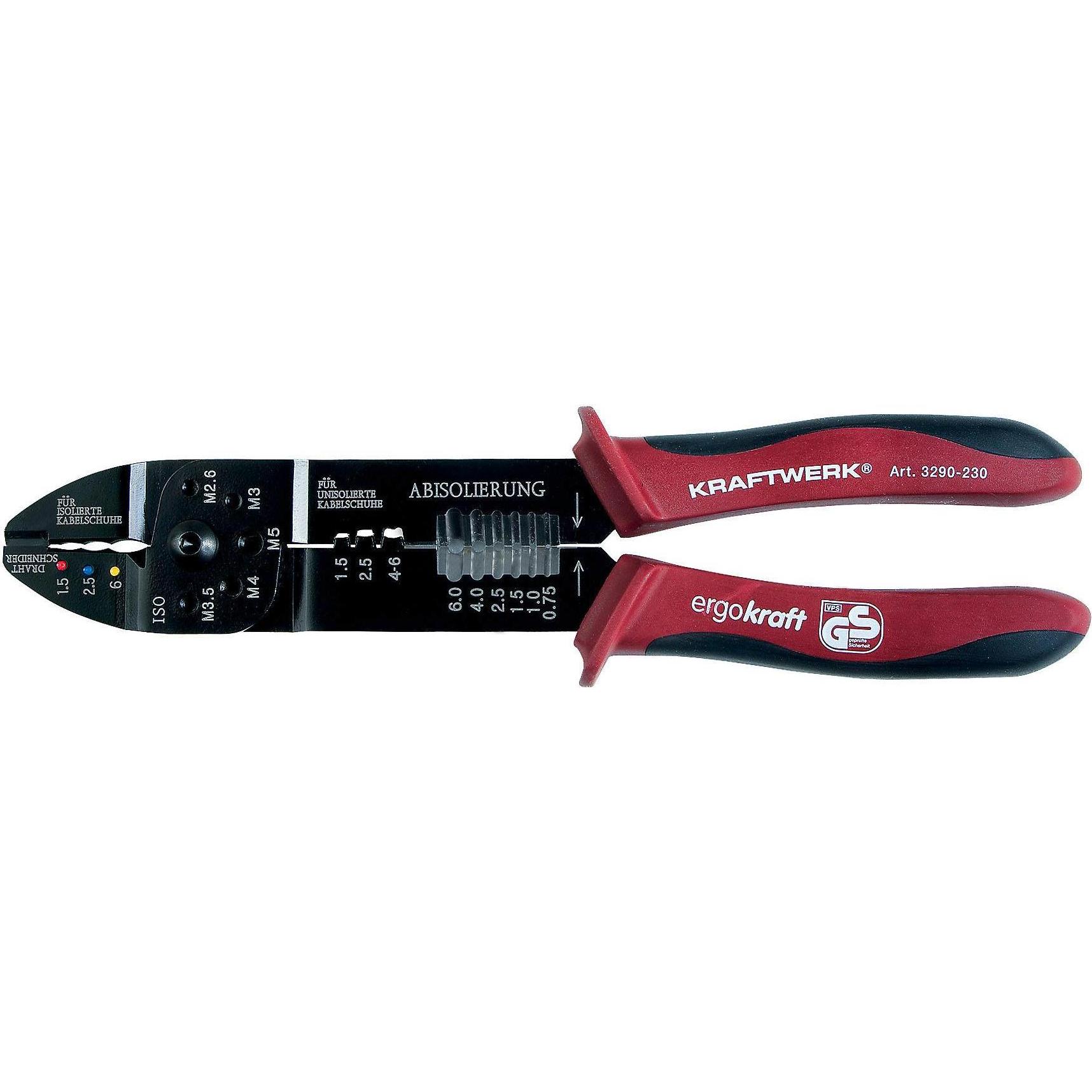 Kraftwerk, Zange, Kombi-Abisolier- und Kabelschuhzange (230 mm)