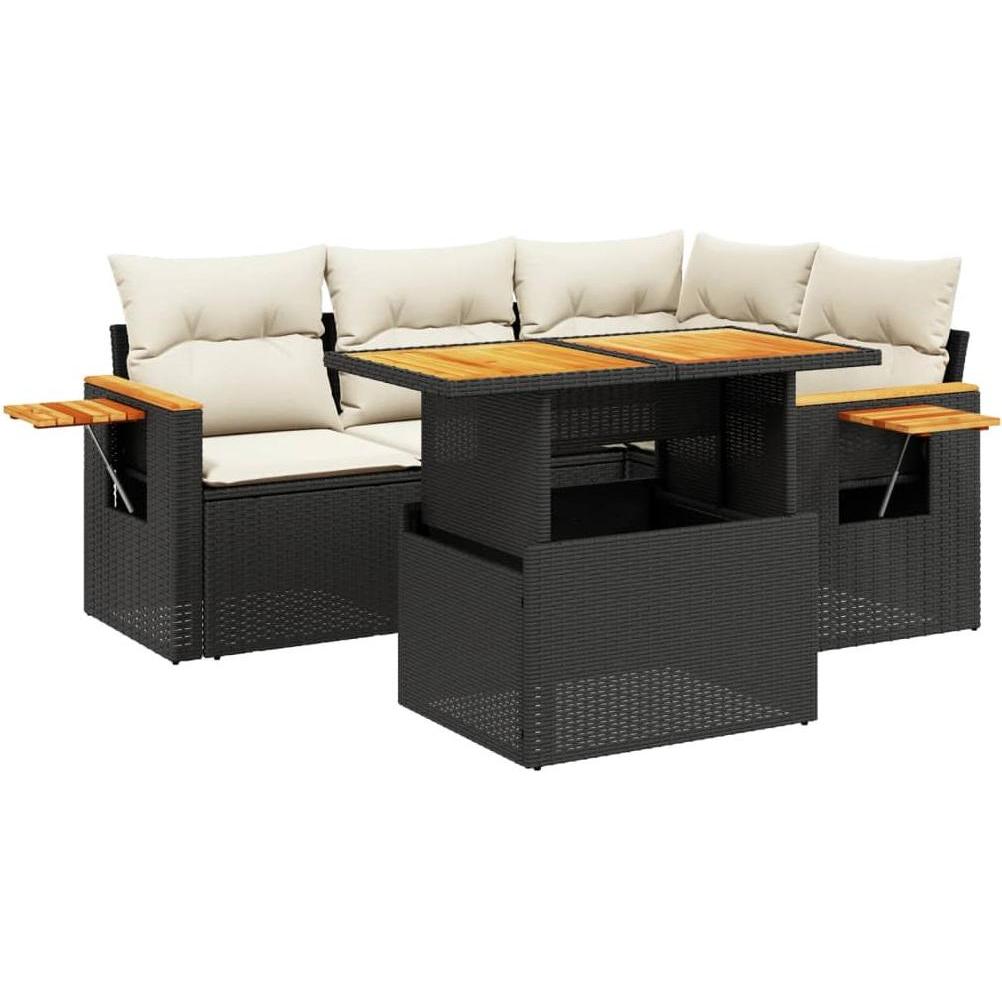 VidaXL, Gartenlounge, 4-tlg. Garten-Sofagarnitur mit Kissen Schwarz Poly Rattan