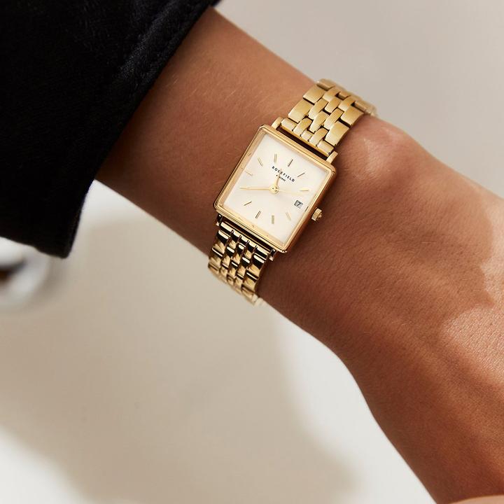 Produktbild Rosefield The Mini Boxy White Sunray Gold (Analoguhr, 22 mm)