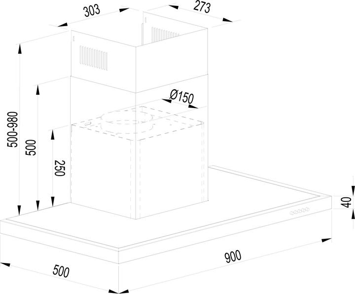 Produktbild Corbero Dekorative horizontale Dunstabzugshaube mit 3 Geschwindigkeiten und effizienter Luftreinigung (Wandhaube)