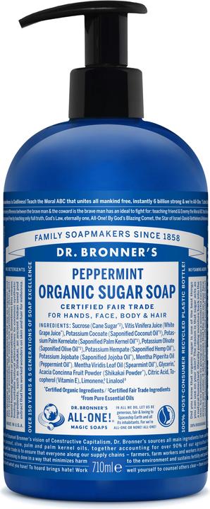 Dr. Bronner's Organic Sugar Soap Peppermint 710 ml (Flüssigseife, 710 ml)