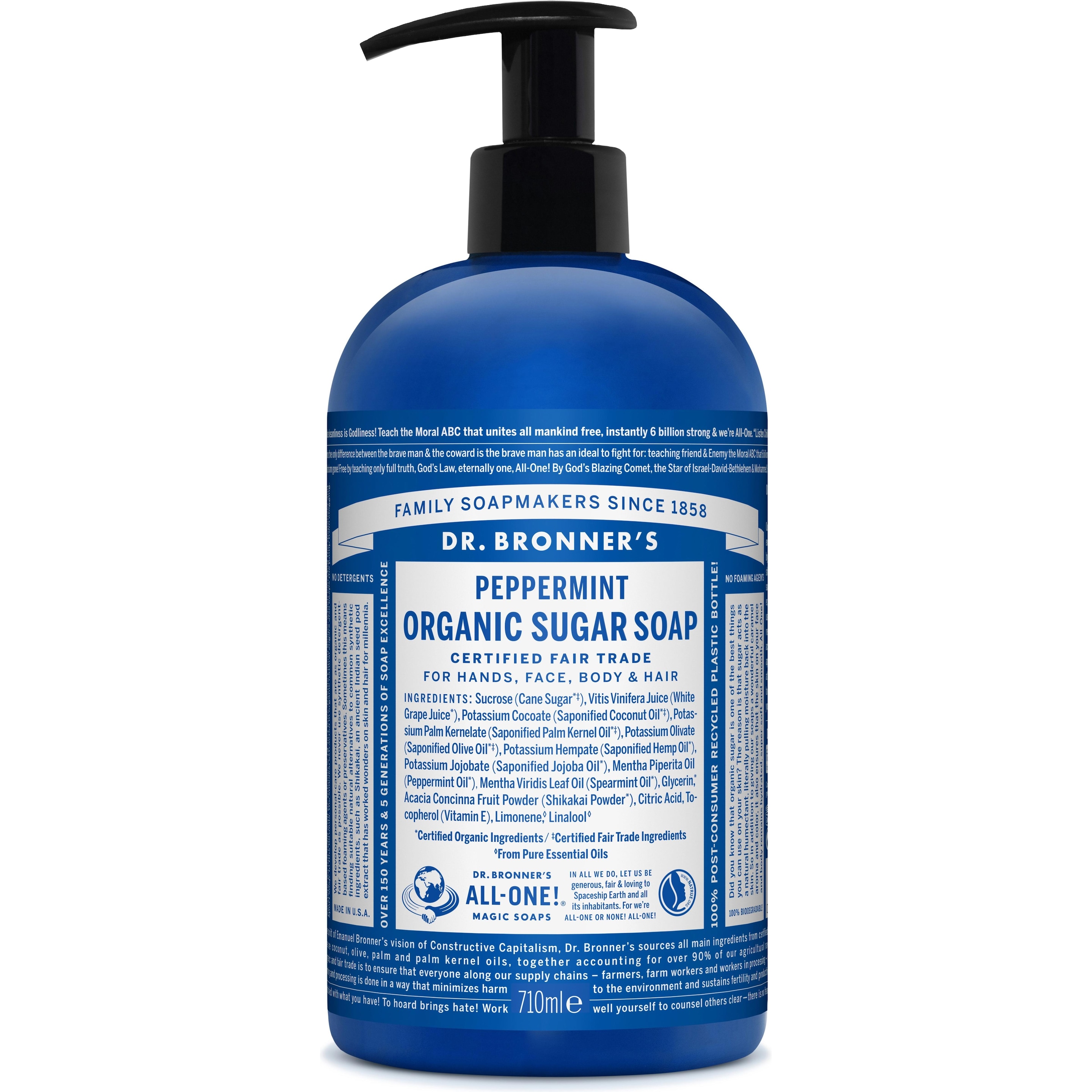 Dr. Bronner's, Handseife, Organic Sugar Soap Peppermint 710 ml (Flüssigseife, 710 ml)
