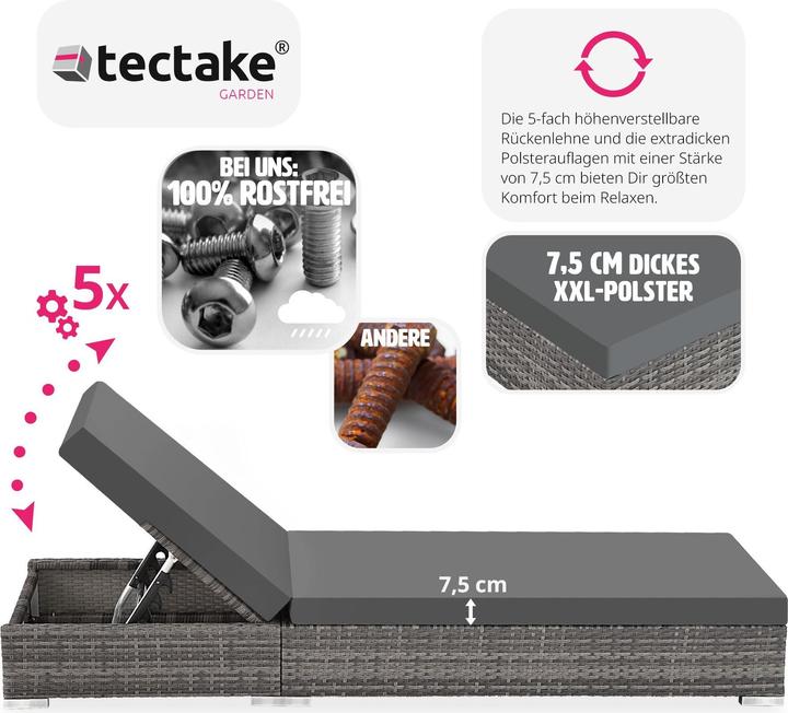 Immagine prodotto tectake 2x sedie a sdraio (184 cm)