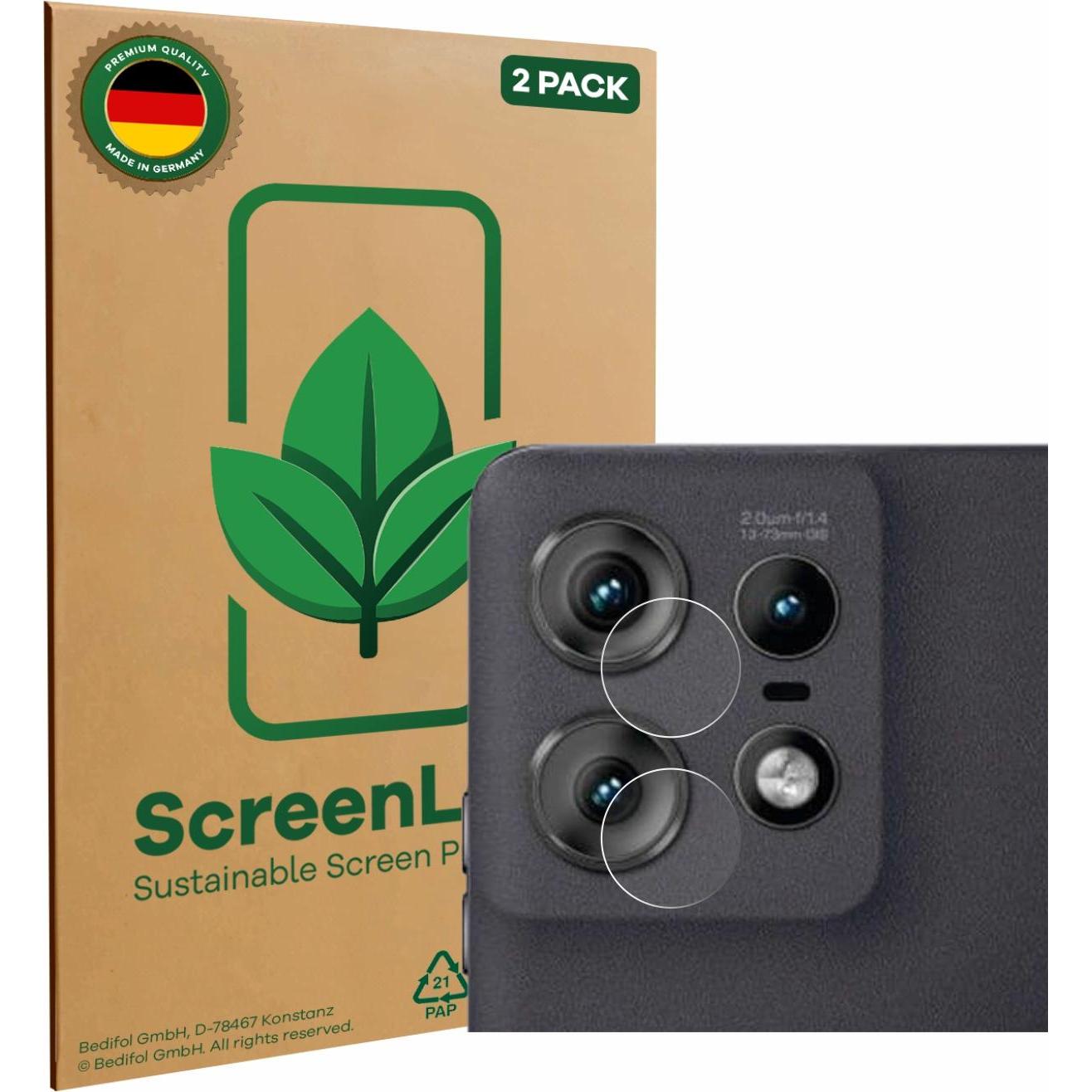 ScreenLeaf Schutzfolie nachhaltiger Displayschutz Display Schutz Folie Klar Transparent (2 Stück, Motorola Edge 50 Pro),...