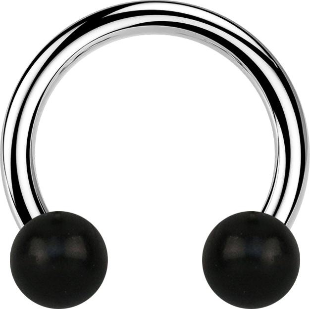 Produktbild Star Piercing Circular Barbell silber mit zwei Kugeln aus Areng Holz (ohne Messing, Chirurgenstahl 316L, Organisch)