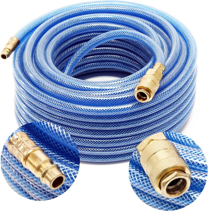 Actual product image Wiltec Compressed air hose, 20m length with quick coupling, compressor hose braided hose
