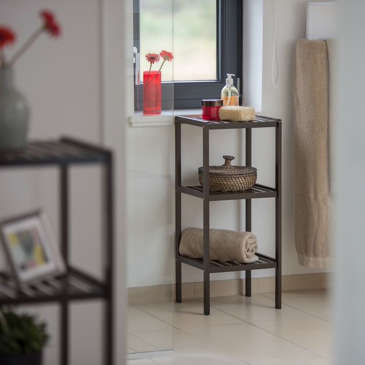 Actual product image Relaxdays Bathroom shelf bamboo (34.5 x 33 x 80 cm)