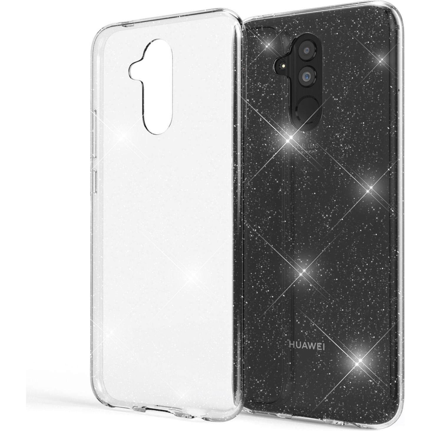 Nalia Klare Glitzer Silikon Hülle (Huawei Mate 20 Lite), Smartphone Hülle, Transparent