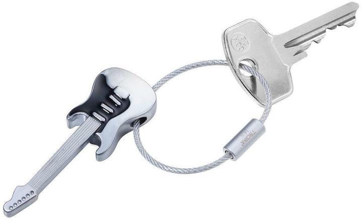 Actual product image Troika STRAT AM RING key ring guitar, matt grey/black