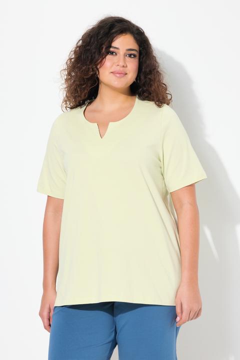 Immagine prodotto Ulla Popken T-shirt dal taglio svasato con scollo a tunica e mezze maniche (42, 44)