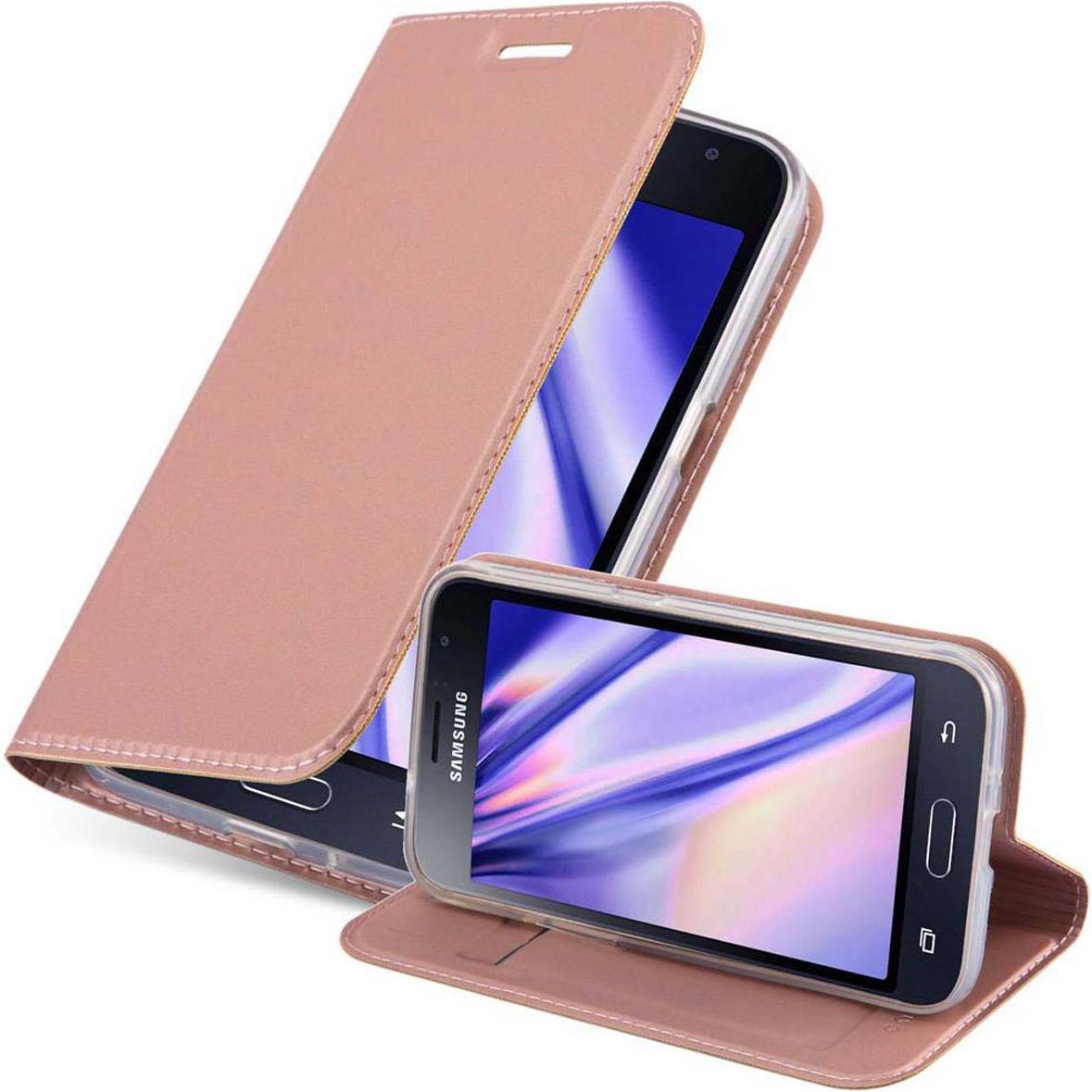 Cadorabo Book Classy Style Cover (Samsung Galaxy J1), Smartphone Hülle, Rosa