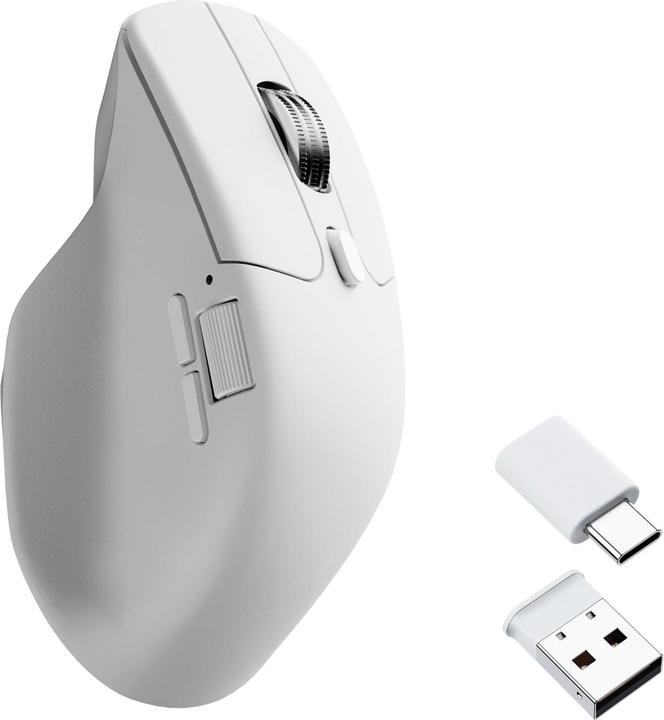 Keychron M6 Wireless Mouse 1000 Hz Polling Rate Ultra Silent Micro Switch and Metal Scroll Wheel - White (Kabelgebunden, Kabellos)