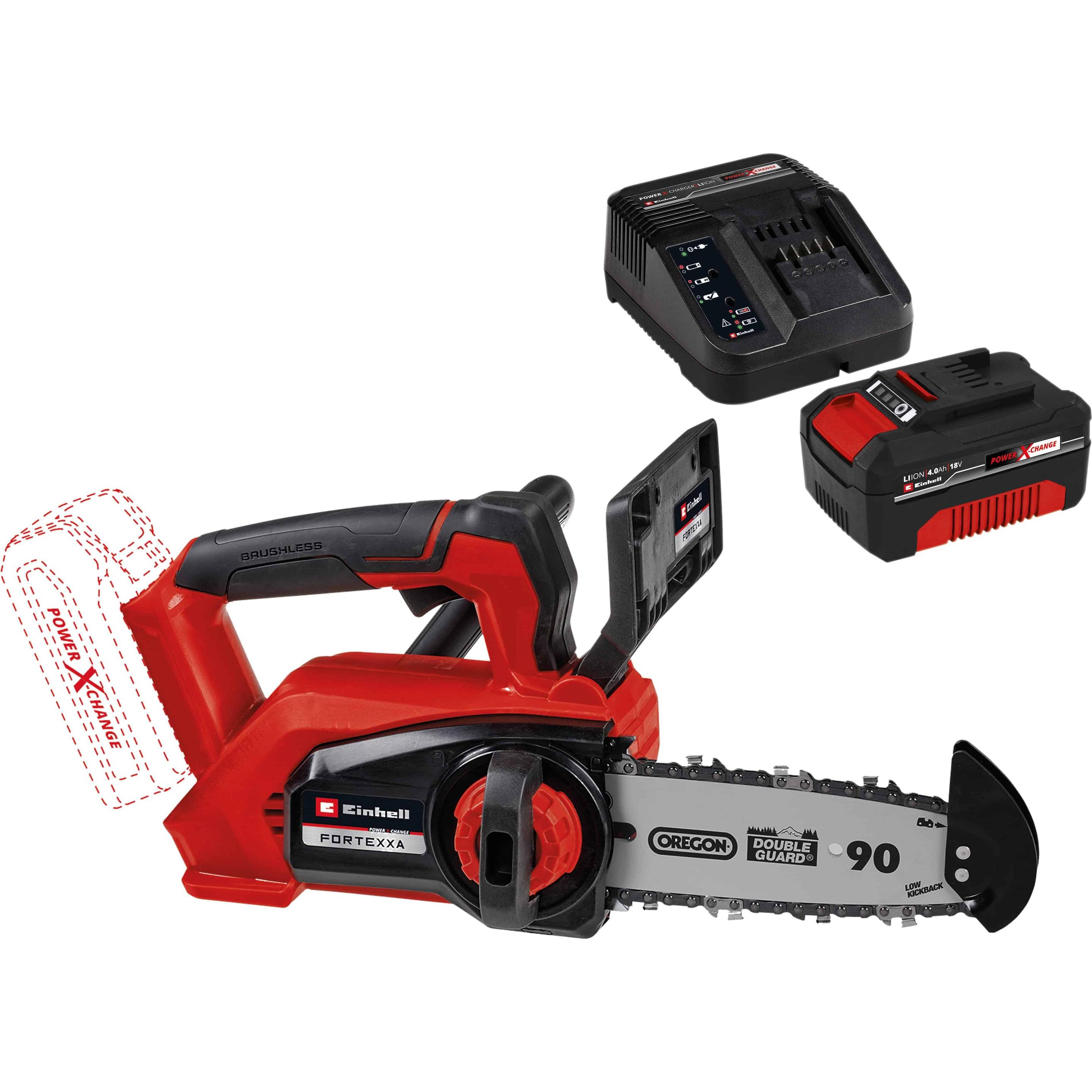 Einhell, Kettensäge, Einhand-Akku-Kettensäge FORTEXXA 18/20 TH Kit (1x 4,0 Ah) (Akku Kettensäge)