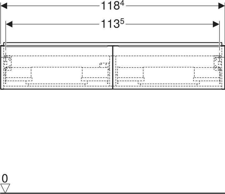 Produktbild Geberit iCon Unterschrank für Doppelwaschtisch, 2 Schubladen, 118,4x24,7x47,6 cm, 502314 (118.5 x 47.5 x 25 cm)