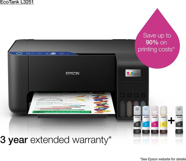 Actual product image Epson Printer EcoTank L3251 A4, Colour, MFP, WiFi (Colour)