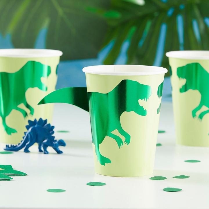 Actual product image Ginger Ray Dinosaur party cup pop out not shiny (8x)
