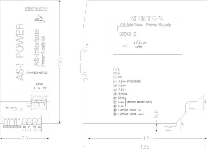 Produktbild Siemens Netzteil ASI 3RX950 Serie 120/230Vac 3A