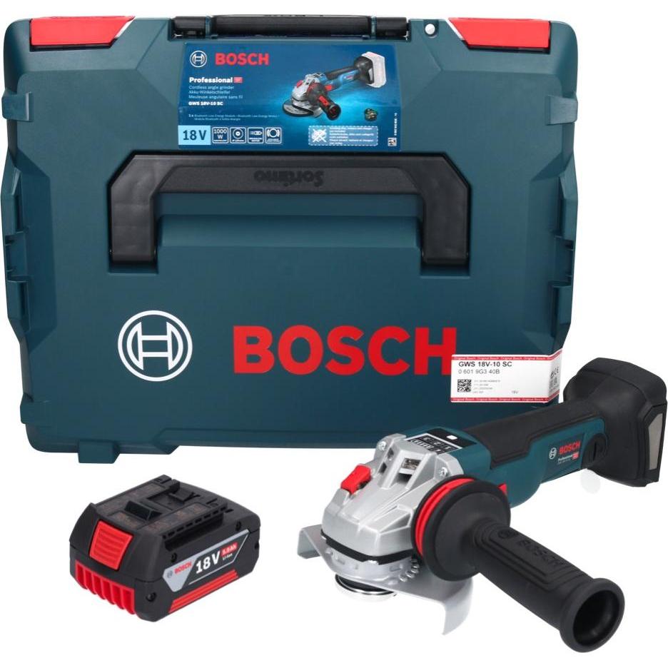 Thumbnail - Bosch Professional, Winkelschleifer, Bosch GWS 18V-10 SC Akku Winkelschleifer 18 V 125 mm Brushless + 1x Akku 5,0 Ah + L...