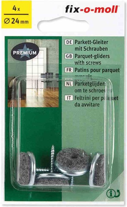Produktbild Fix-o-moll Parkettgleiter mit Schraube (Filzzuschnitt, 4 Stück)