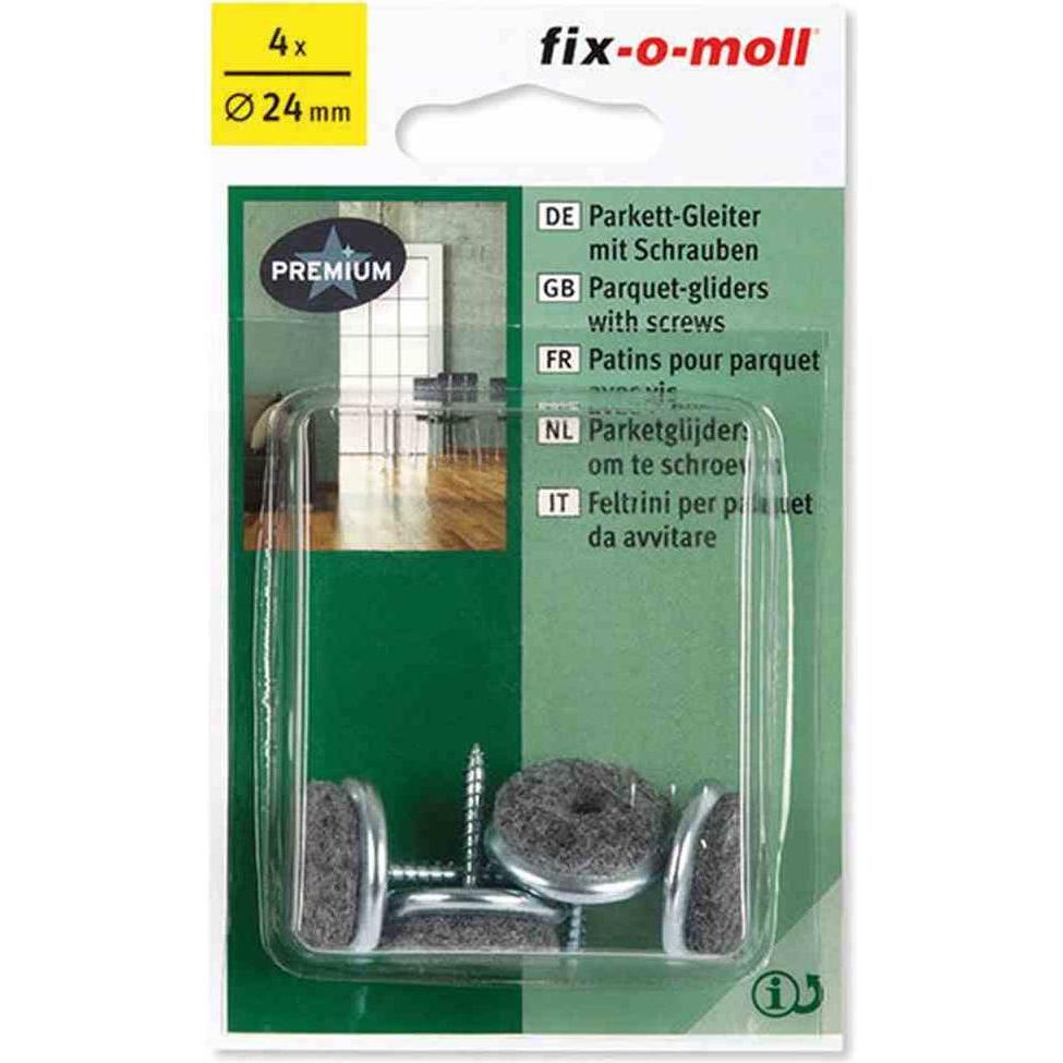 Fix-o-moll, Möbelgleiter + Schutzpuffer, Parkettgleiter mit Schraube (Filzzuschnitt, 4 Stück)