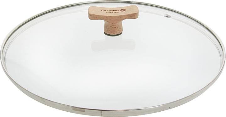Actual product image de Buyer Glass lid with wooden knob Ø 24cm fits 8780 & 8788 (24 cm, Metal, Glass, Wood)
