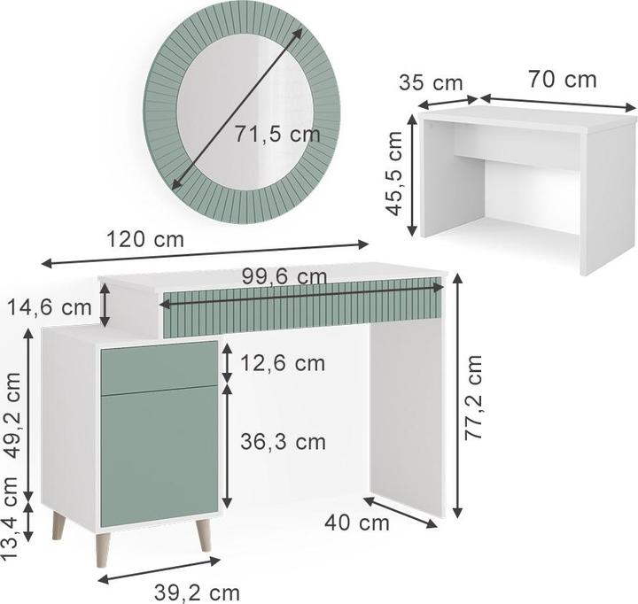 Actual product image Vicco Arles with bench (40 x 40 x 77.20 cm)