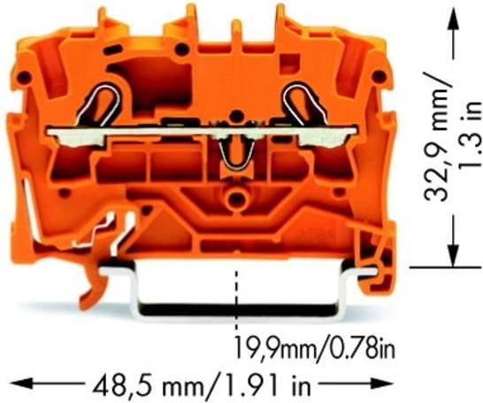 Produktbild Wago DIN-Schienen-Klemmleiste 2x2,5mm2 or.