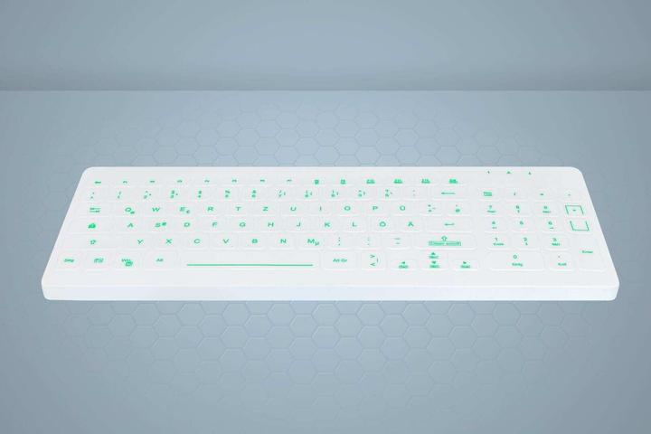 Actual product image Active Key Hygiene Backlit Compact Keyboard with NumPad Sealed USB White (DE, Cable)