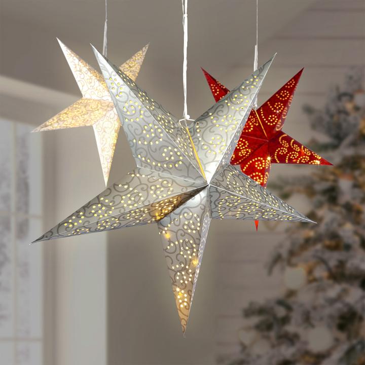 Produktbild Mojawo LED Papier Weihnachtsstern Ø 60cm Fensterstern Faltstern Innen warmweiss Batterie