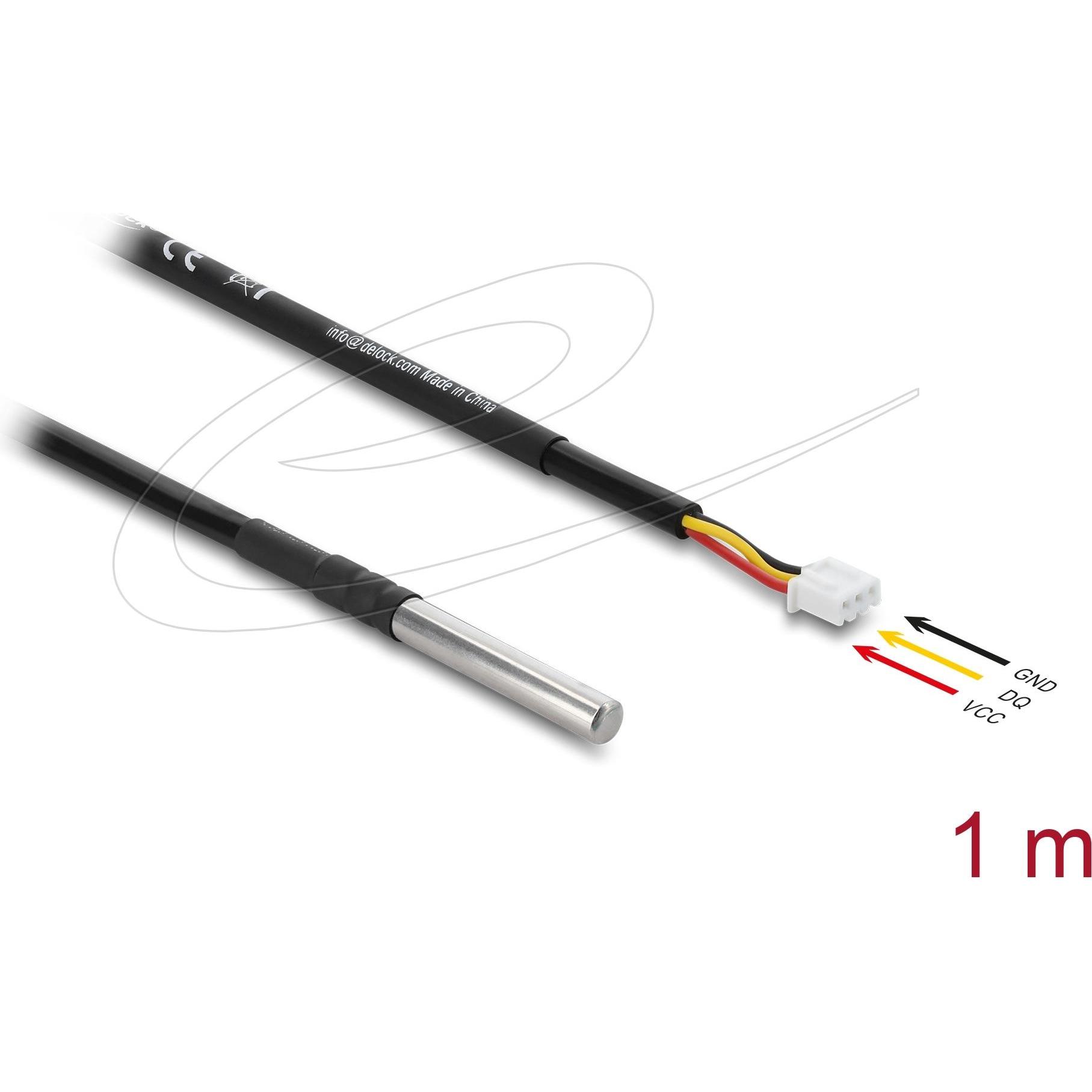 Delock Temperaturfühler-Kabel mit 3 Pin Pfostenbuchse DS18B2, Misurazione, Nero