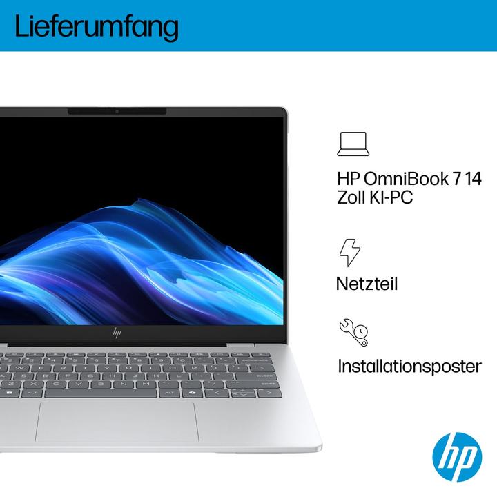 Produktbild HP OmniBook 7 AI 14-fr0076ng (14", 1000 GB, 32 GB, DE, Intel Core Ultra 7 255H)