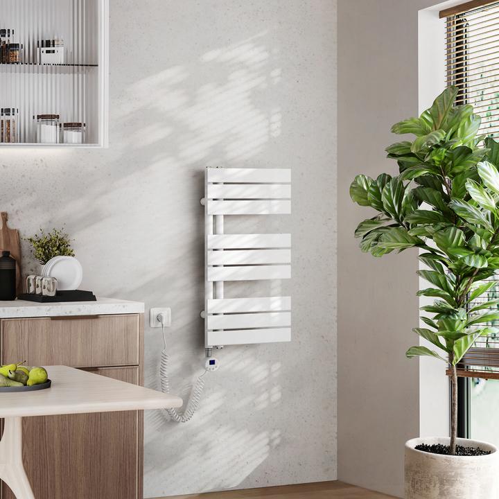 Produktbild Emke Elektrischer Handtuchwärmer mit Heizstab und Timer, Weiss 762x400mm 400W (400 W)