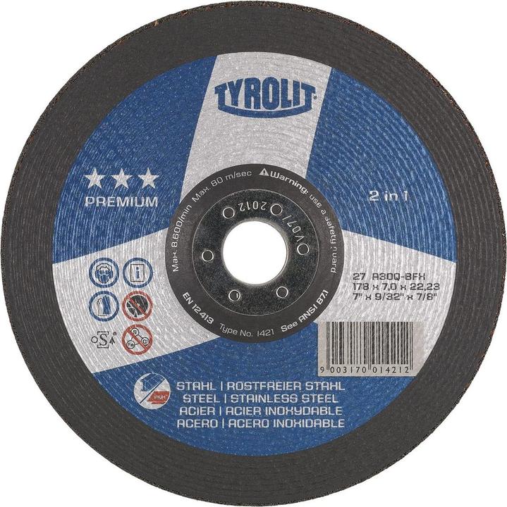 Immagine prodotto Tyrolit Mola PREMIUM 125x4x22,23mm foro a gomito 22,23 mm (30)