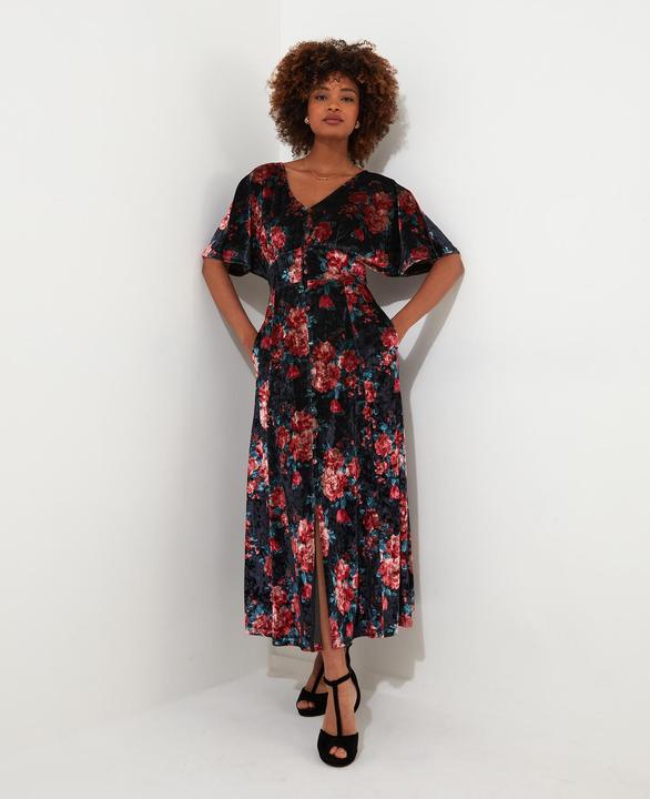 Image du produit Joe Browns PETITE Rose Robe florale taille basse en velours (40)