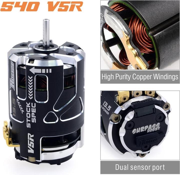Image du produit Surpass Hobby Surpass Rocket Stock 540-V5R sensored motor 13.5 Turns