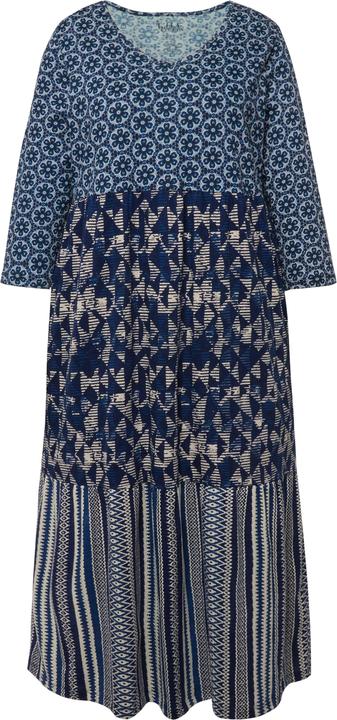 Produktbild Ulla Popken Jerseykleid, Mustermix, A-Linie, V-Ausschnitt, 3/4-Arm (68)