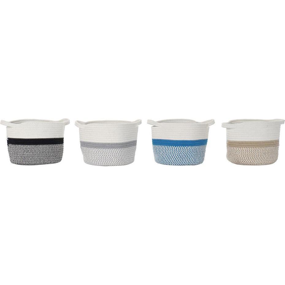 Thumbnail - DKD Home Decor, Aufbewahrungskorb, Korb Blau Schwarz Beige Grau 25 x 25 x 20 cm (4 Stücke) (4 x, 25 x 25 x 20 cm)