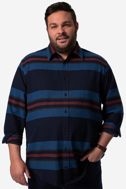 Produktbild Men+ Streifen-Flanellhemd, Langarm, Kentkragen, Modern Fit (7XL)