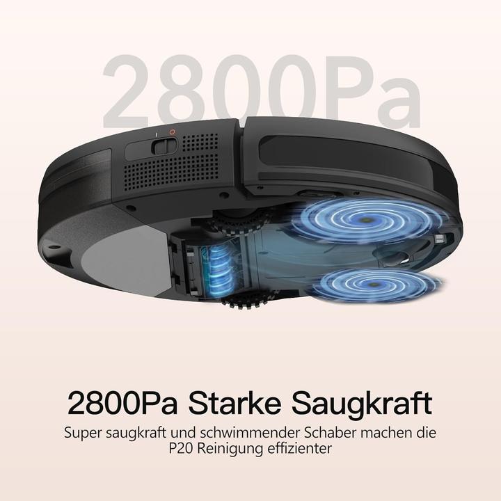 Produktbild Airrobo Aspirateur robot autonome avec application, 2800 Pa, 120 min, pour tapis bas, poils et sols durs (2800 Pa, Wischpads (rotierend))