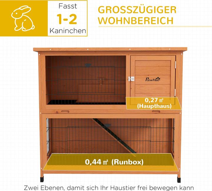 Image du produit PawHut Kaninchenstall Tannenholz, Stahl Orange