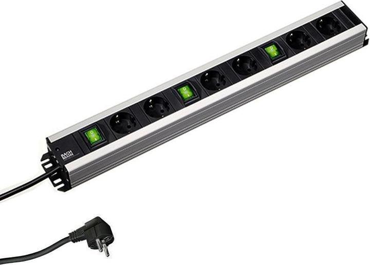 Actual product image Bachmann Craftsman strip 6x earthing contact 3x switch 2m (6x, CEE 7/3, 2 m)