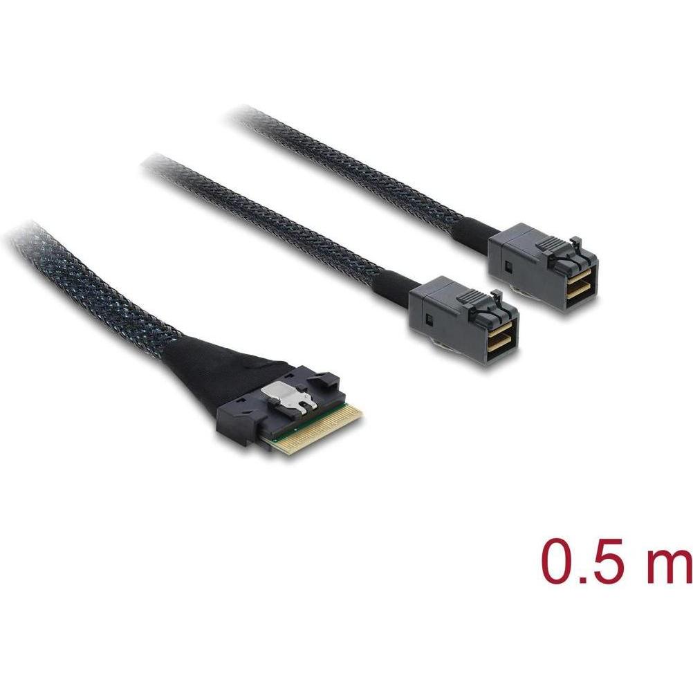 Delock PCIe 4.0 Kabel Slim SAS SFF-8654 8i zu 2 x Mini SAS HD SFF-8643 0,5 m, Cavo interno (PC)