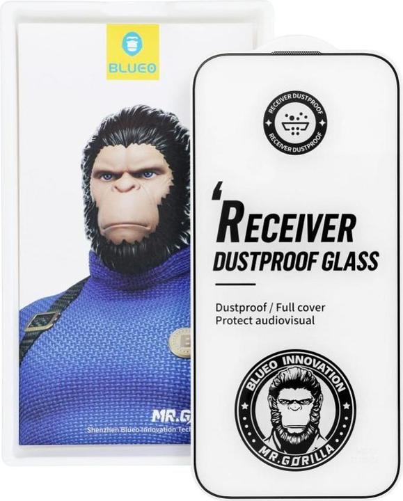Strong Protective glass Blueo 5D Mr. Monkey Glass - Apple iPhone 16 Pro Max black ( Dustproof) (1 Piece, Apple iPhone 16 Pro Max)