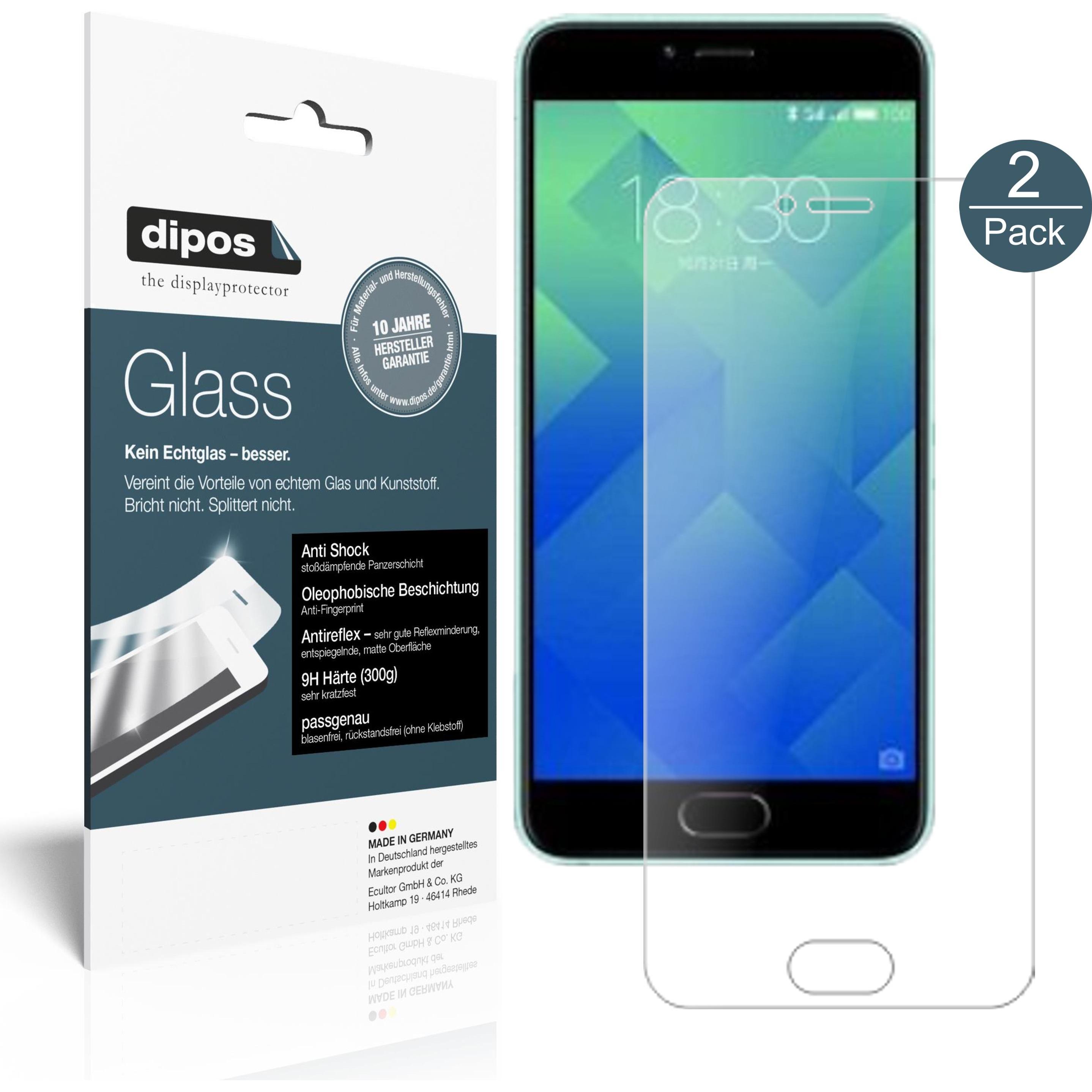 Dipos Displayschutz Anti-Shock (2 Stück, Meizu M5 Note), Smartphone Schutzfolie, Transparent