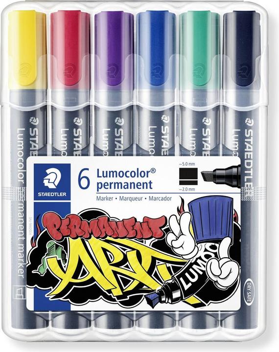 Produktbild Staedtler Lumocolor permanent marker 350 Permanent-Marker mit Keilspitzen (6x)