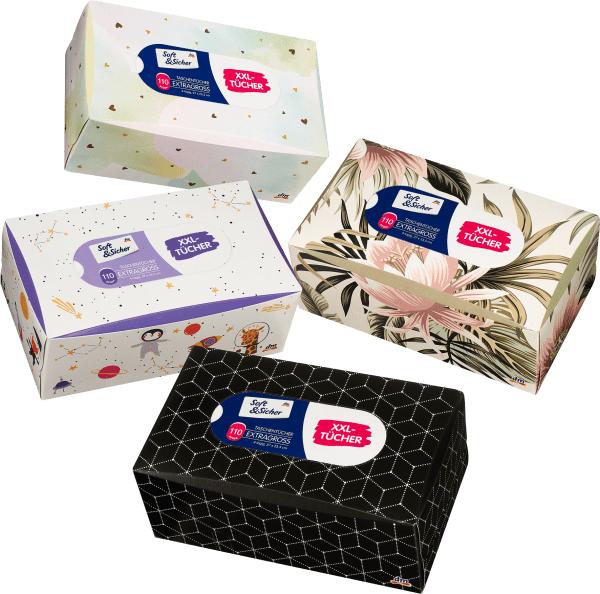 dm Soft&Sicher Taschentücher Box mit extra grossen Taschentüchern