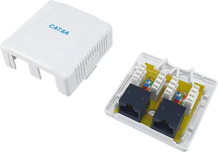 Actual product image equip Surface Mount Box Cat6A 2-Port 2x RJ45 UTP