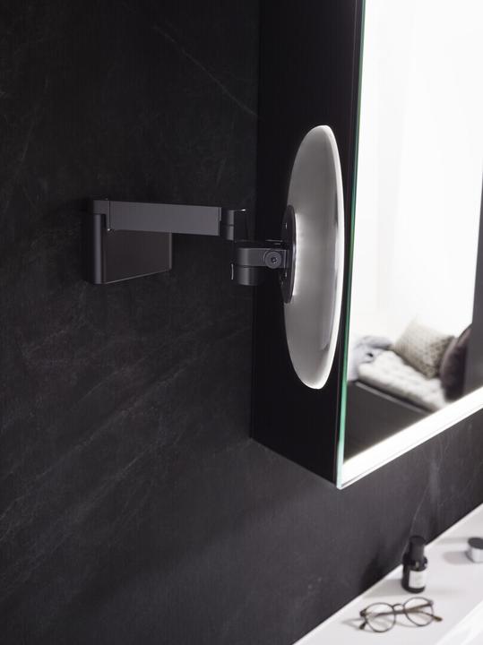 Actual product image Emco LED shaving/cosmetic mirror EVO angular wall model 2-arm 5-fold black