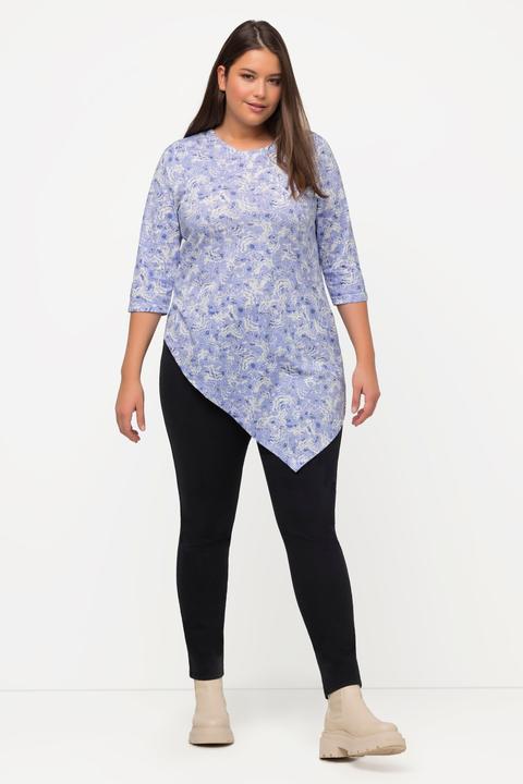Actual product image Ulla Popken Eco Cotton Abstract Printed Asymmetrical Pointed Hem Tee (46, 48)