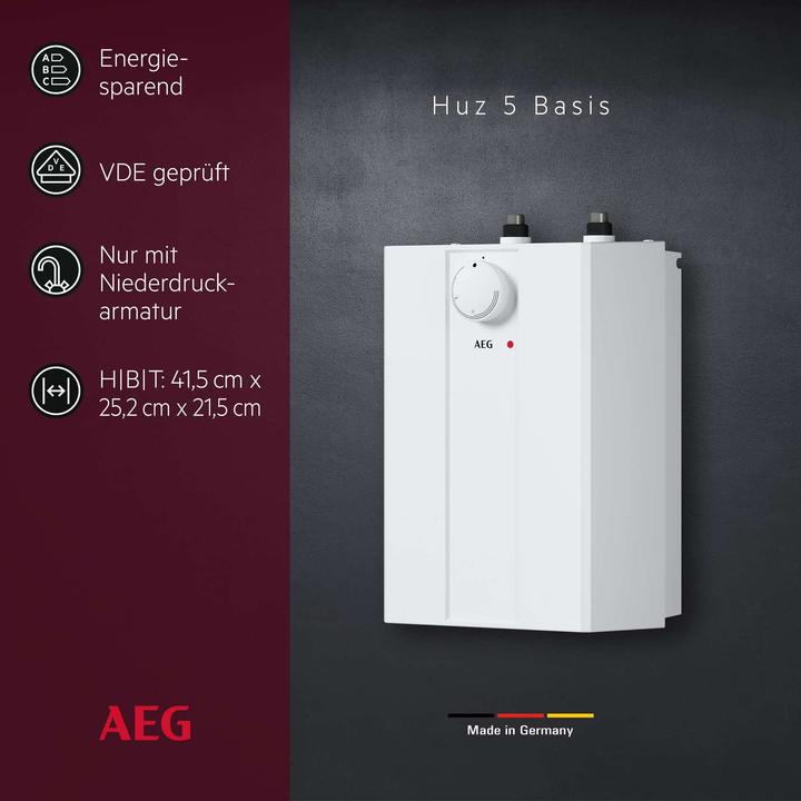 Produktbild AEG Haustechnik druckloser Kleinspeicher Huz 5 Basis, Untertischboiler 5 Liter Niederdruck, mit Stecker